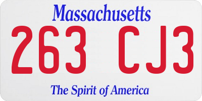 MA license plate 263CJ3