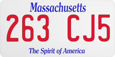 MA license plate 263CJ5
