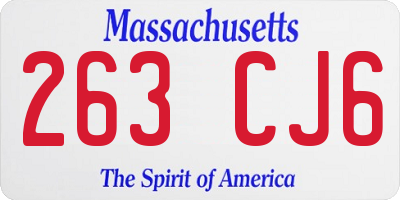 MA license plate 263CJ6