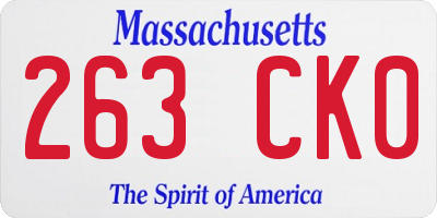MA license plate 263CK0