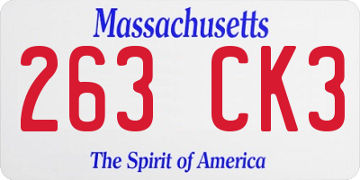 MA license plate 263CK3