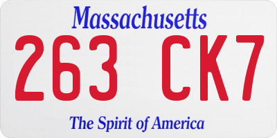 MA license plate 263CK7