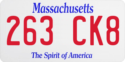 MA license plate 263CK8