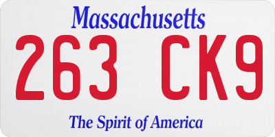 MA license plate 263CK9