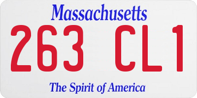 MA license plate 263CL1
