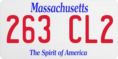 MA license plate 263CL2