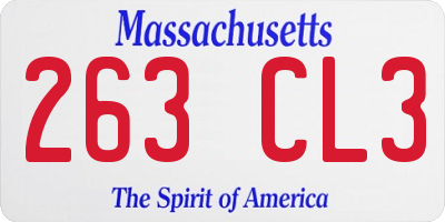 MA license plate 263CL3