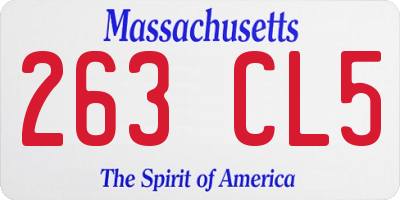 MA license plate 263CL5