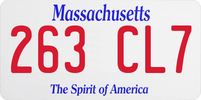 MA license plate 263CL7
