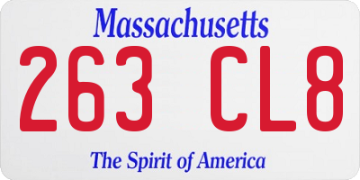 MA license plate 263CL8