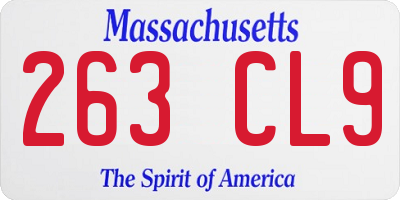 MA license plate 263CL9