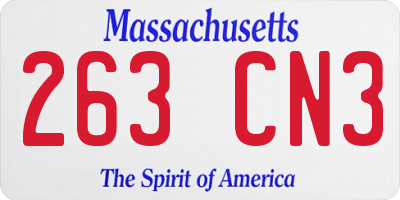 MA license plate 263CN3
