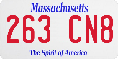 MA license plate 263CN8