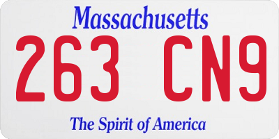 MA license plate 263CN9