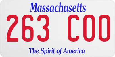 MA license plate 263CO0