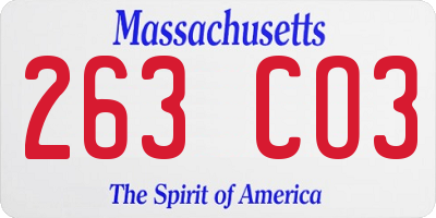 MA license plate 263CO3