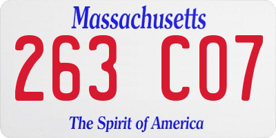 MA license plate 263CO7
