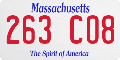 MA license plate 263CO8