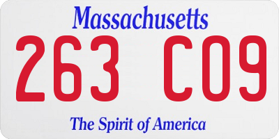 MA license plate 263CO9