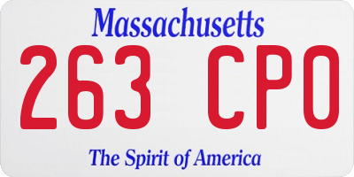 MA license plate 263CP0