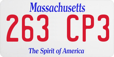 MA license plate 263CP3