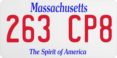 MA license plate 263CP8