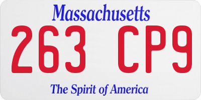 MA license plate 263CP9