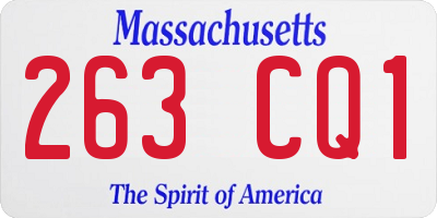 MA license plate 263CQ1