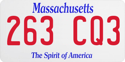 MA license plate 263CQ3
