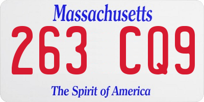 MA license plate 263CQ9