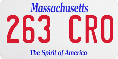 MA license plate 263CR0