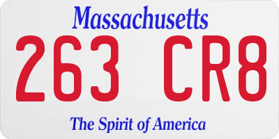 MA license plate 263CR8