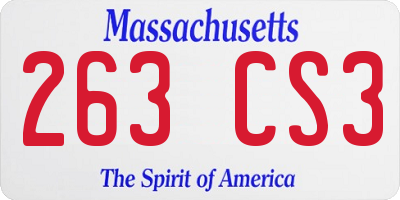 MA license plate 263CS3