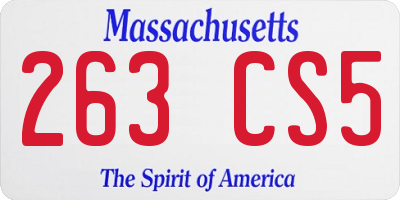 MA license plate 263CS5