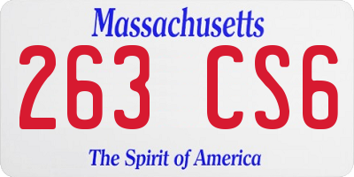 MA license plate 263CS6