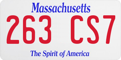 MA license plate 263CS7