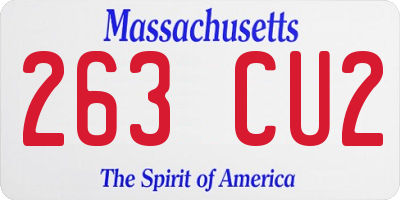 MA license plate 263CU2