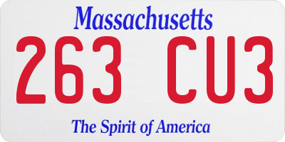 MA license plate 263CU3