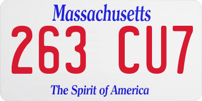 MA license plate 263CU7