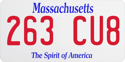 MA license plate 263CU8