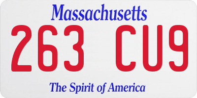 MA license plate 263CU9