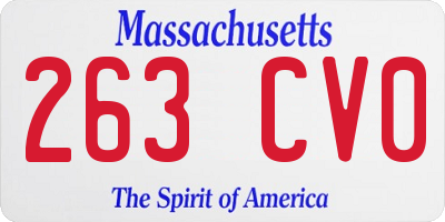 MA license plate 263CV0