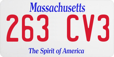 MA license plate 263CV3