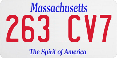 MA license plate 263CV7