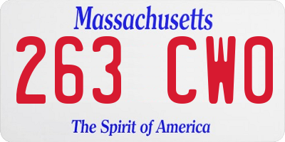 MA license plate 263CW0