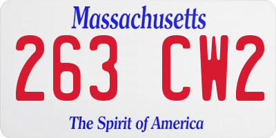 MA license plate 263CW2