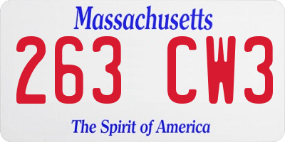 MA license plate 263CW3