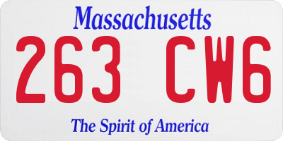 MA license plate 263CW6