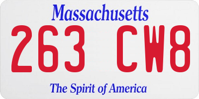MA license plate 263CW8