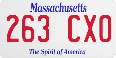 MA license plate 263CX0